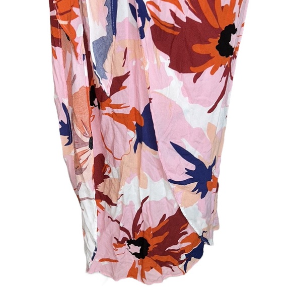 NEW Le Salty Label Pink Tropical Floral Sarong Tie Waist Wrap Midi Skirt - S - Picture 3 of 12